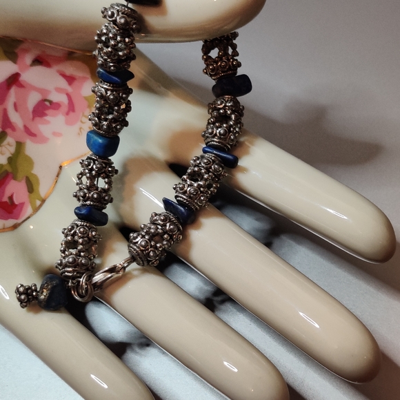Vintage Modernist Ethnic Tribal Bracelet w/Lapis - Picture 9 of 9